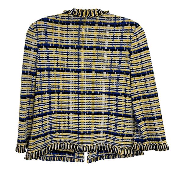 St. John Collection by Marie Gray Vintage Yellow Blue Knit Jacket Womens 4 - Picture 7 of 7